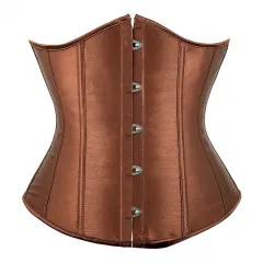Steel Belly Belt Breast Support Court Corset Satin Fabric - Champagne-Xl - View 1
