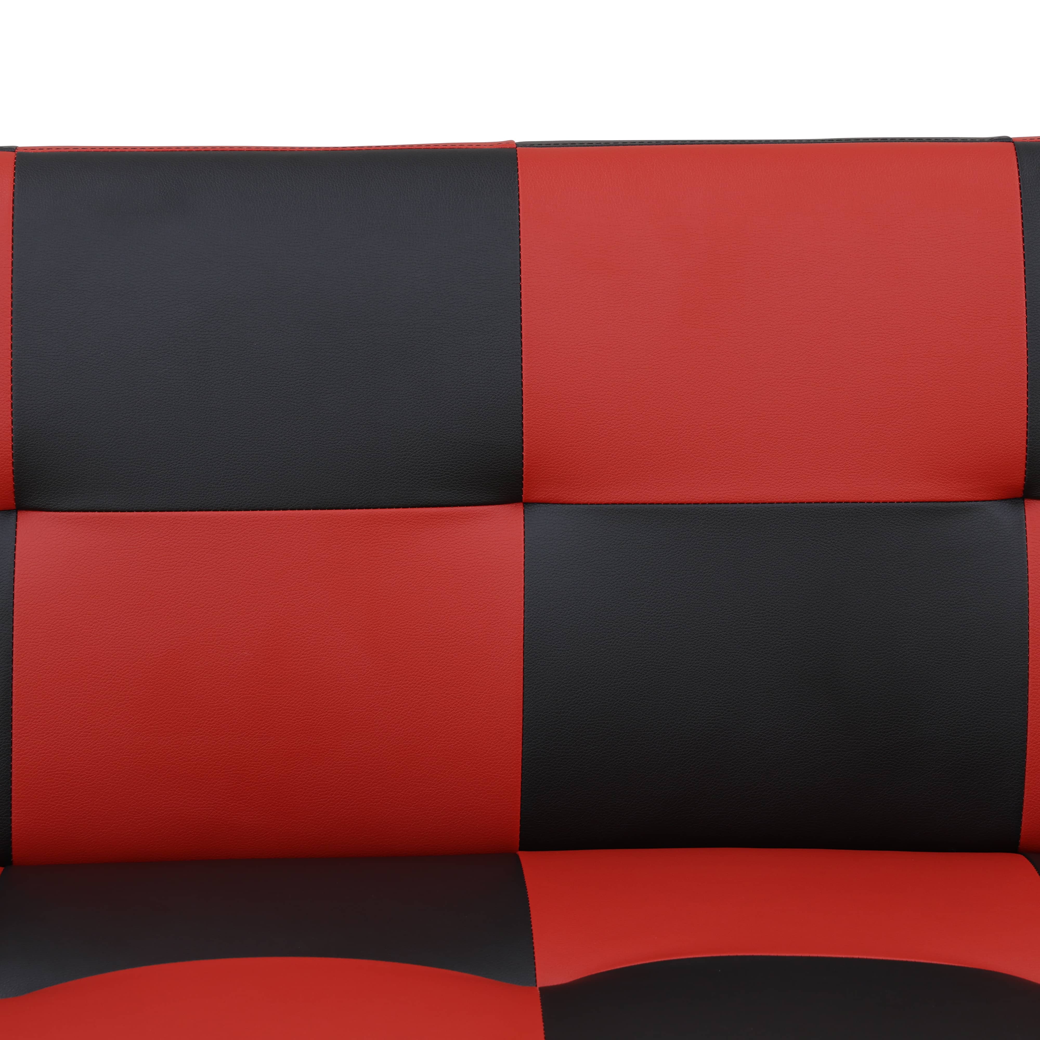 Pickup Only--Red&Black Faux Leather Living Room Sofabed