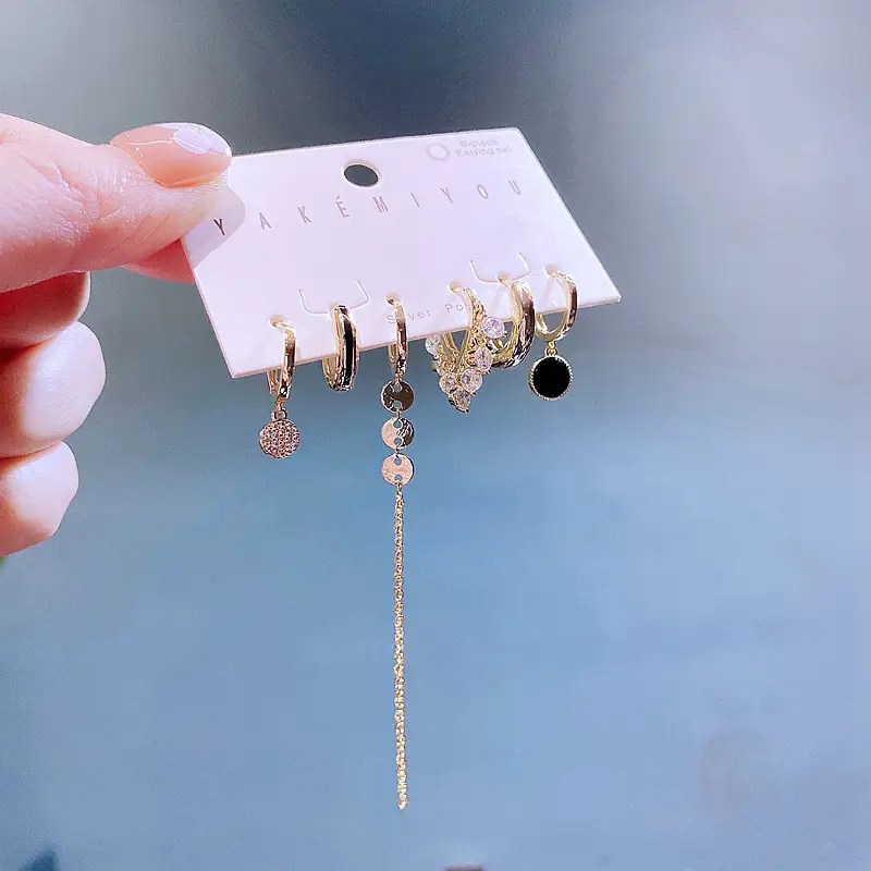 Advanced Earrings Set Tassel Round Brand Zircon
