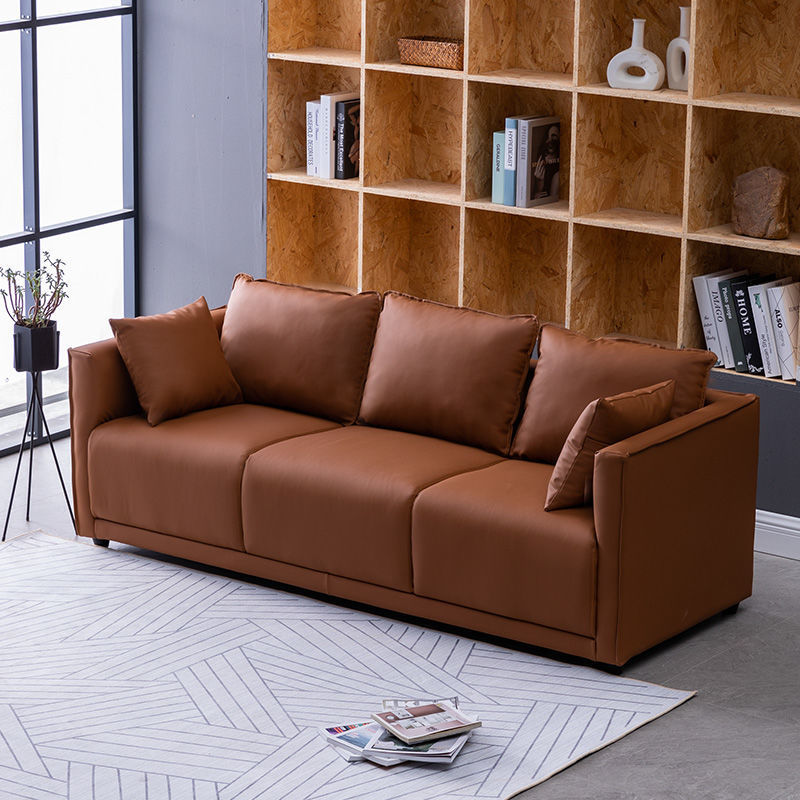 Household Fashion Simple Solid Colour PU Sofa - Image 3