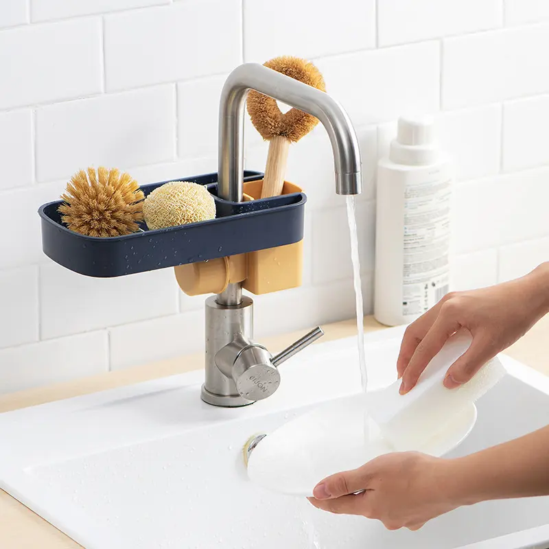 Sink Shelf Soap Sponge Drain Rack Storage Basket Bag