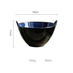Japanese Ceramic Creative Binaural Noodle Soup Trumpet Bowl - Cats Eye Blue - View 1