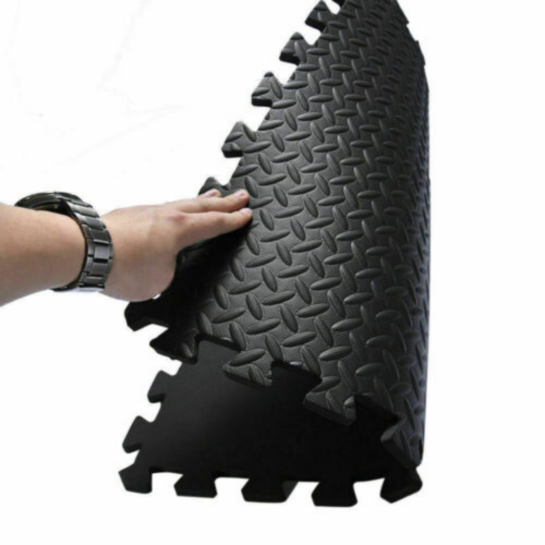 Interlocking Heavy Duty EVA Foam Gym Flooring Mat Floor Mats Tiles 60x60cm--Black-6pcs 4