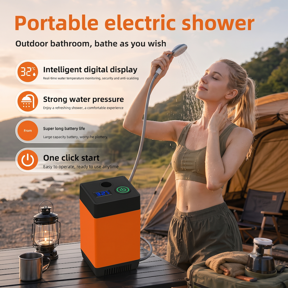 Rechargeable Portable Wireless Self-Priming Electric Shower For Outdoor Bathing, Simple Movable Pressurized Shower Head For Dormitories