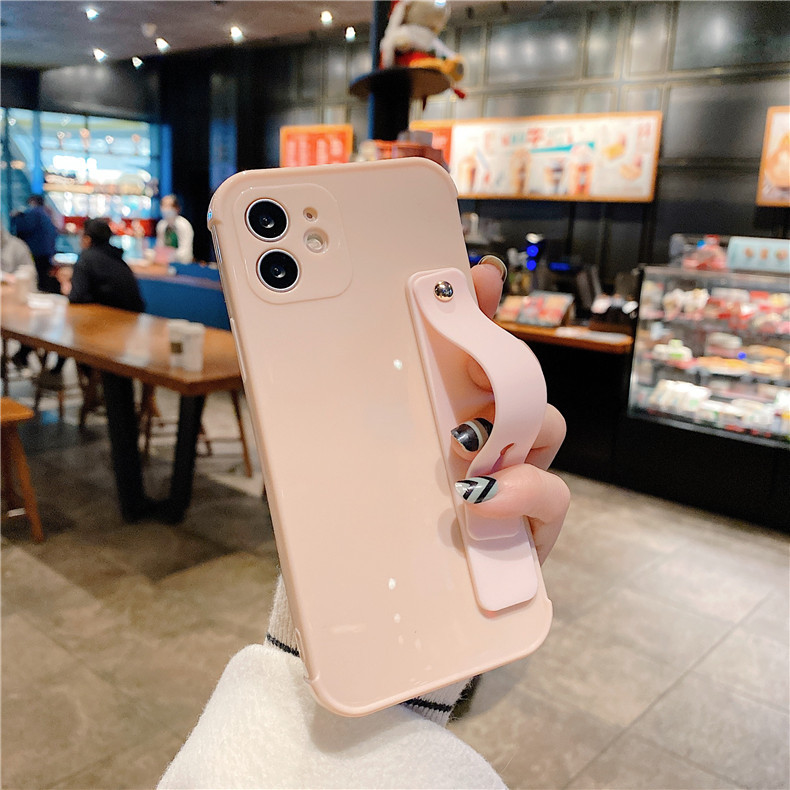 Compatible with Apple, Simple Solid Color IPhone12 11promax Mobile Phone Case Mini Stand Soft Shell - Image 5