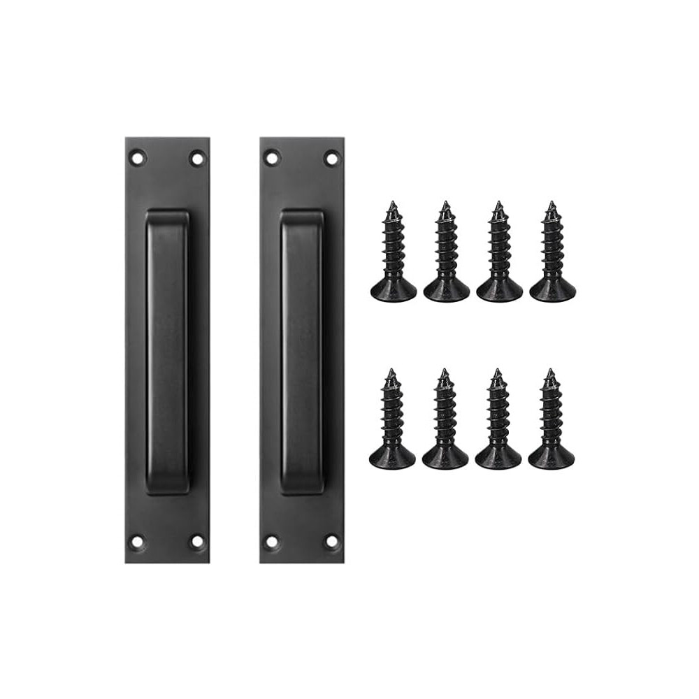 2X Sliding Barn Door Handle Pull And Flush Gate Hardware Set Cabinet Matte Black — image 5