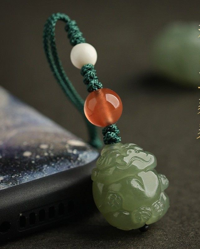 Hetian Jade Pixiu Mobile Phone Chain Pendant Bag Pendant Lucky Pendant Men And Women Couple High-End Jade Pendant Jade Brand