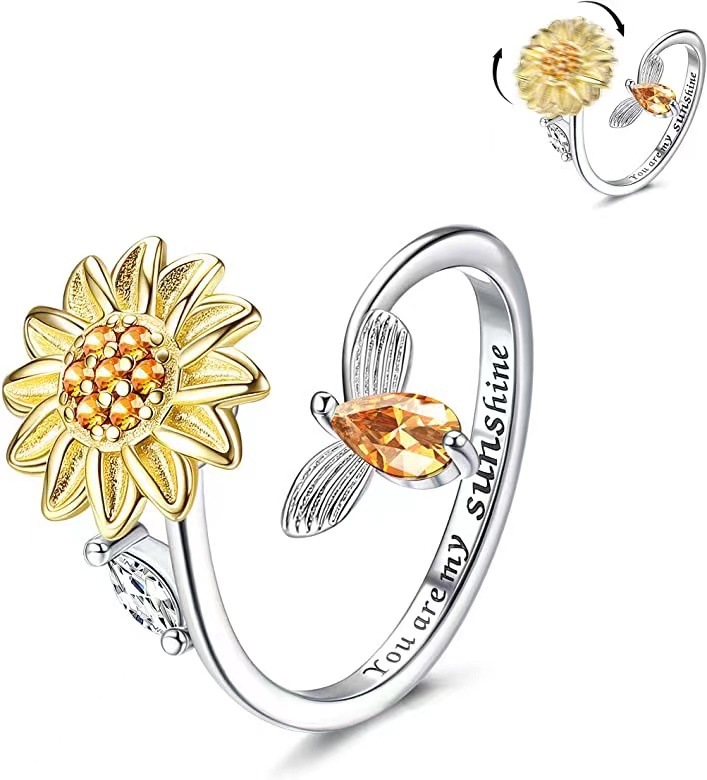 Adjustable Lettering Relieves Anxiety Rotating Ring — foto 4