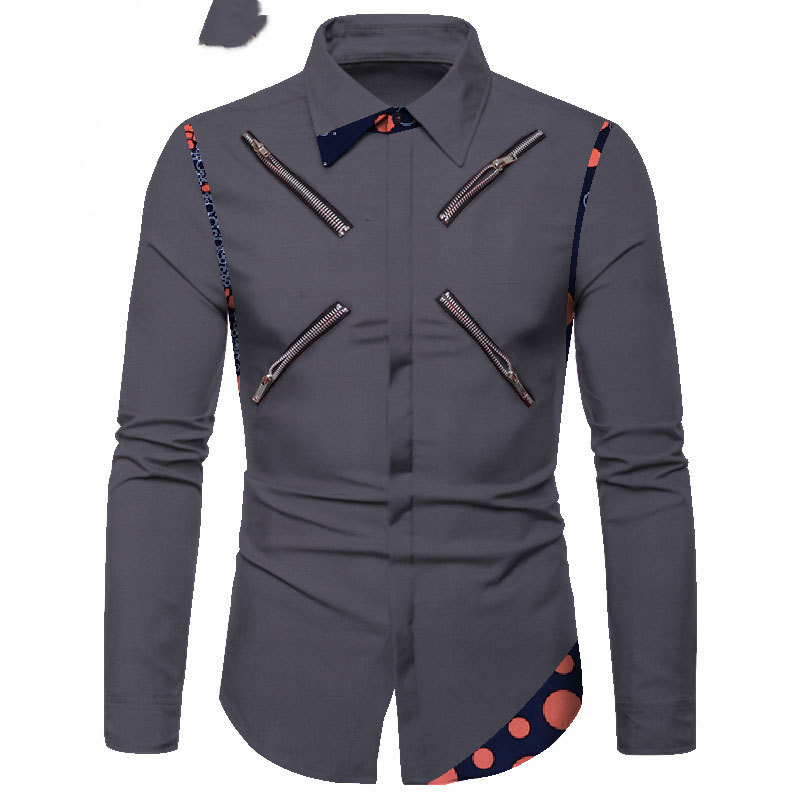 Four Seasons Polyester Cotton Youth Solid Color Lapel White Casual Shirt