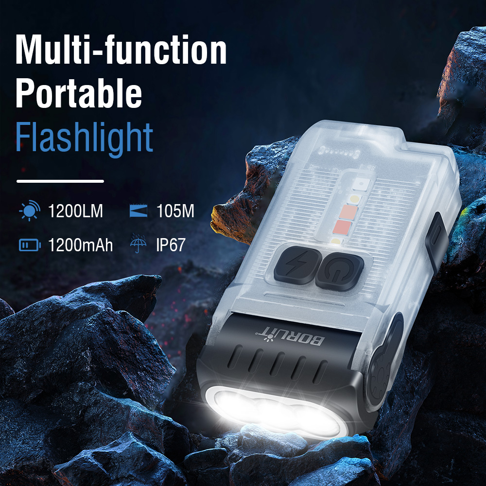BORUiT V15 EDC Flashlight 1200LM LED Fluorescence Keychain