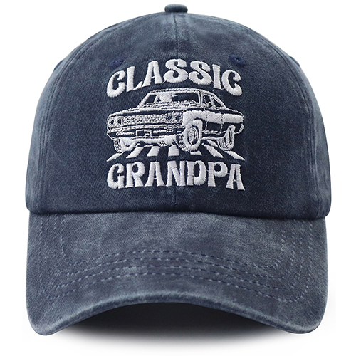Vintage Washed Navy Baseball Cap For Men, Classic Grandpa Retro Muscle Car Embroidered Hat, Summer Casual Soft Cotton Trucker Hat Gift For Grandpa Dad — foto 4