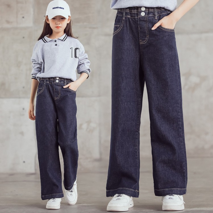 Solid Color Line Stretch Wide-leg Pants