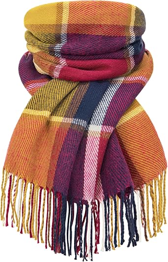 Women's Long Plaid Winter Scarf, Soft Warm Checkered Wrap And Gift For Ladies