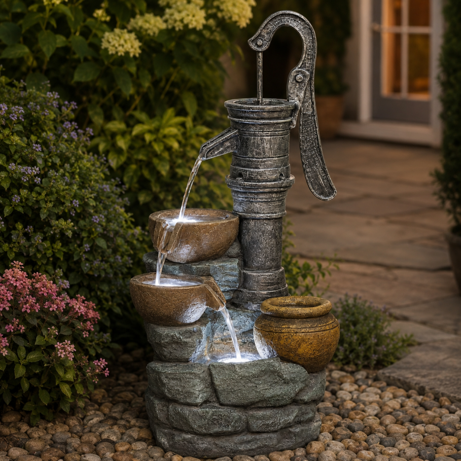 32inch H Large Outdoor Fountains With Vintage Pump Ideal For Patio Yards Outdoor Gardens And Home Art Decor Crafted From Weather-Resistant Materials For Year-Round Use — foto 4