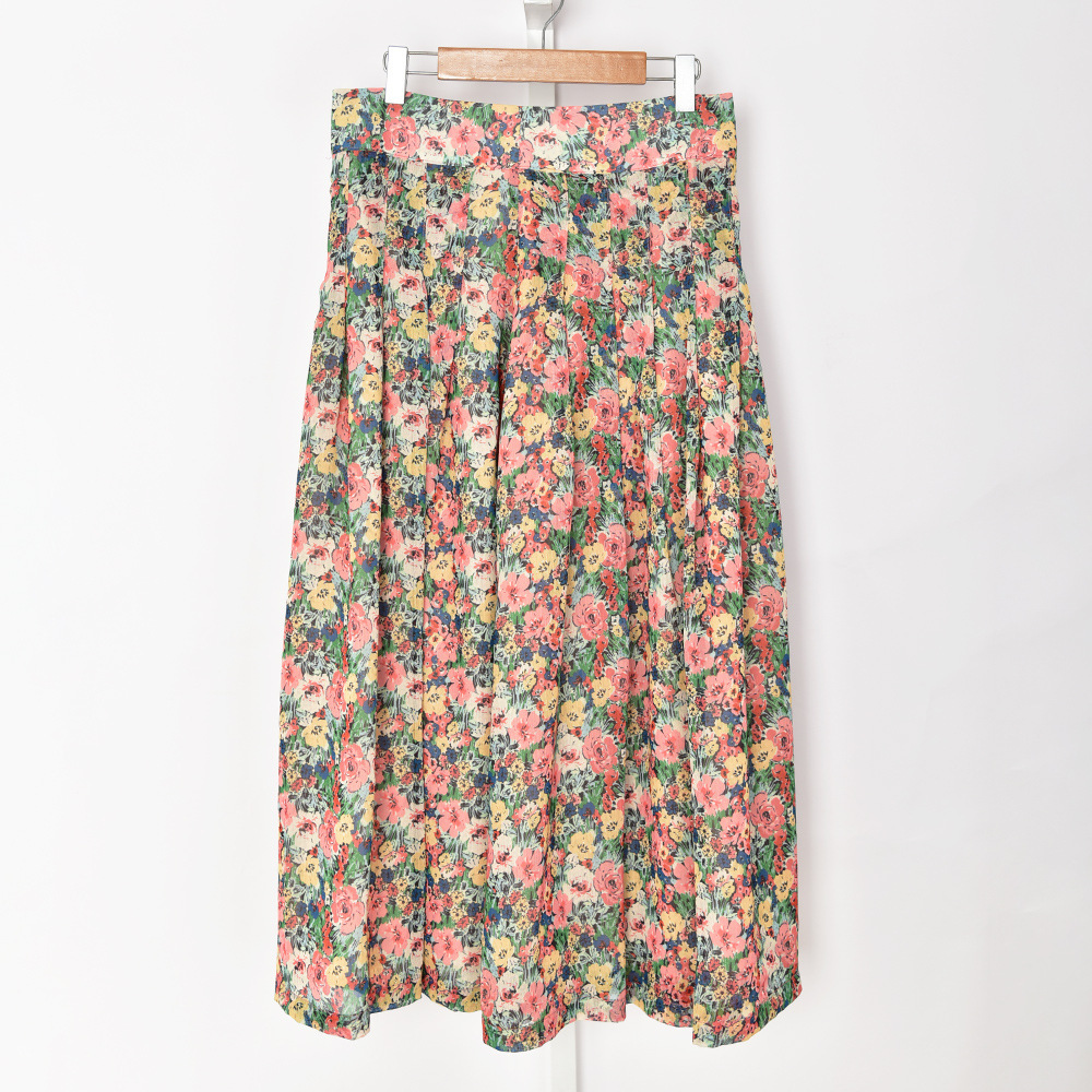 New French Idyllic Floral High Waist Split Skirt Women