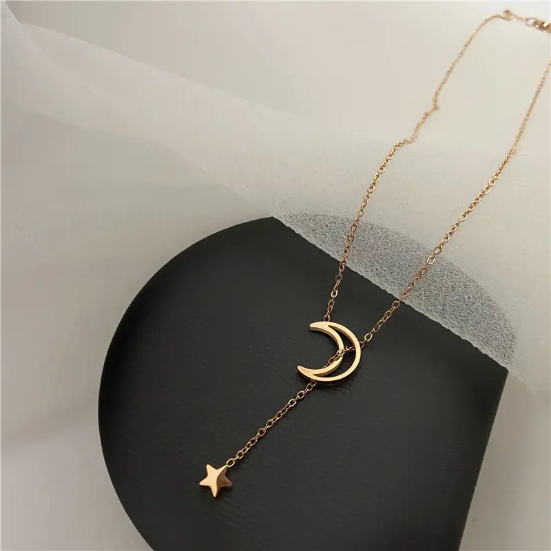 Women's Star Moon Titanium Steel Necklace