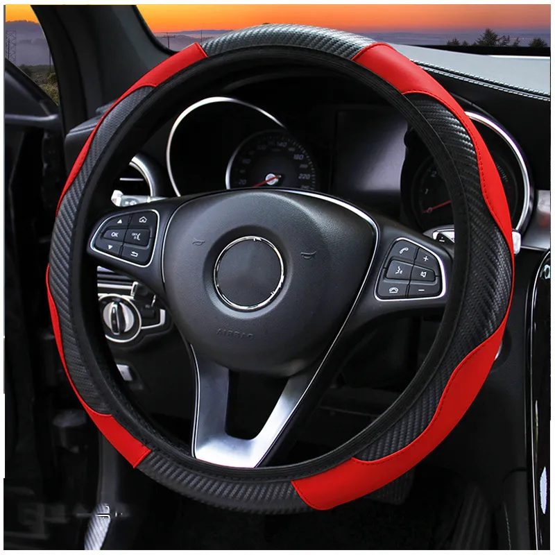 Car Steering Wheel Cover Carbon Fiber Sports