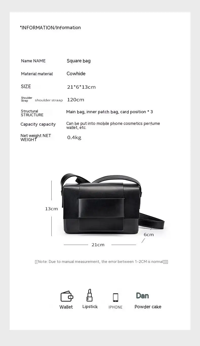 Neutral Soft Leather Woven Small Square Bag
