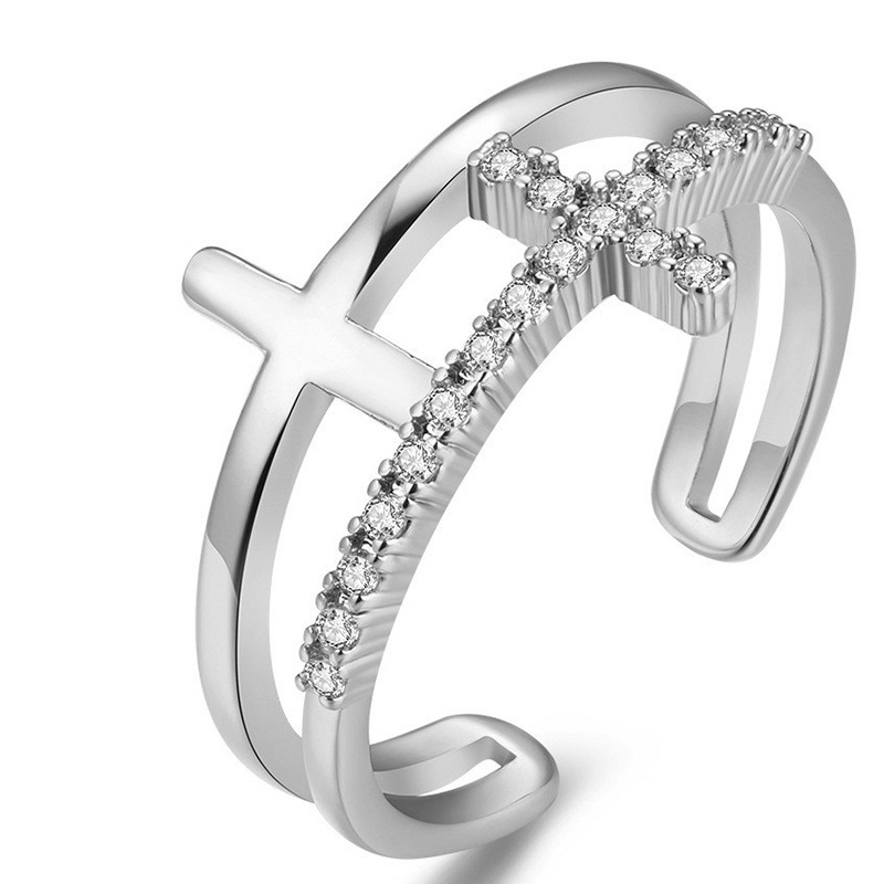 European Simple Atmosphere Fashion Classic Cross Ring Adjustable