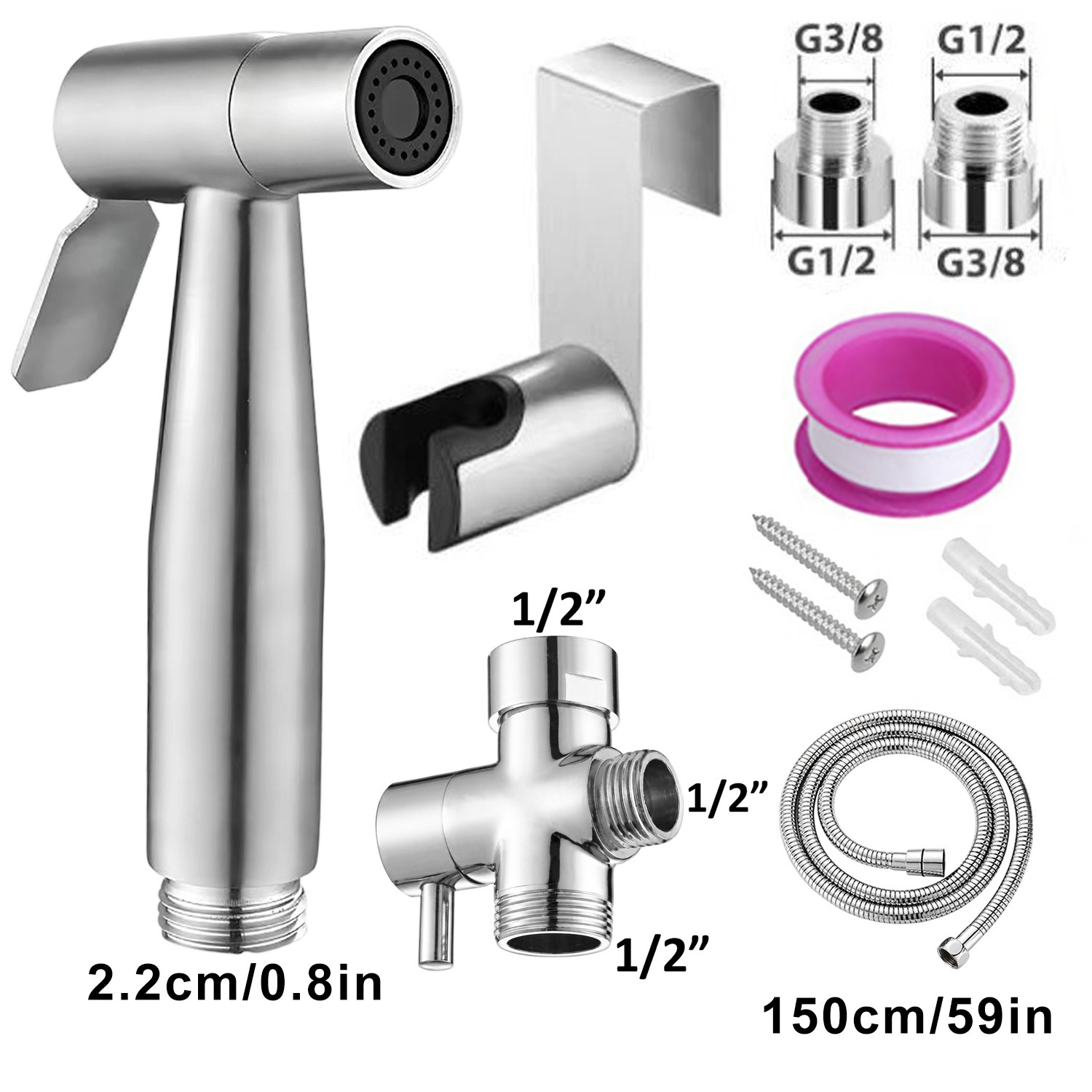 Handheld Shower Head Bidet Attachment - Bathroom Hose Kit & Shattaf Adapter — image 10