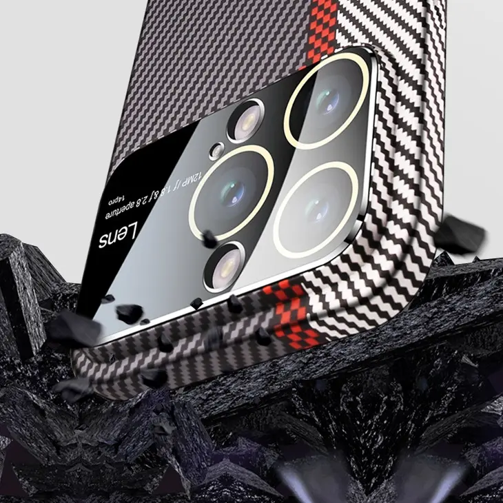 Magnetic Carbon Fiber Large Window Frosted Phone Case