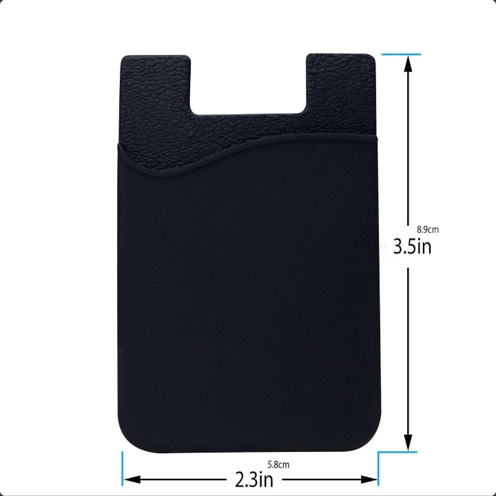 5x Silicone Credit Card Holder Cell Phone Wallet Pocket Sticker Adhesive Black 8