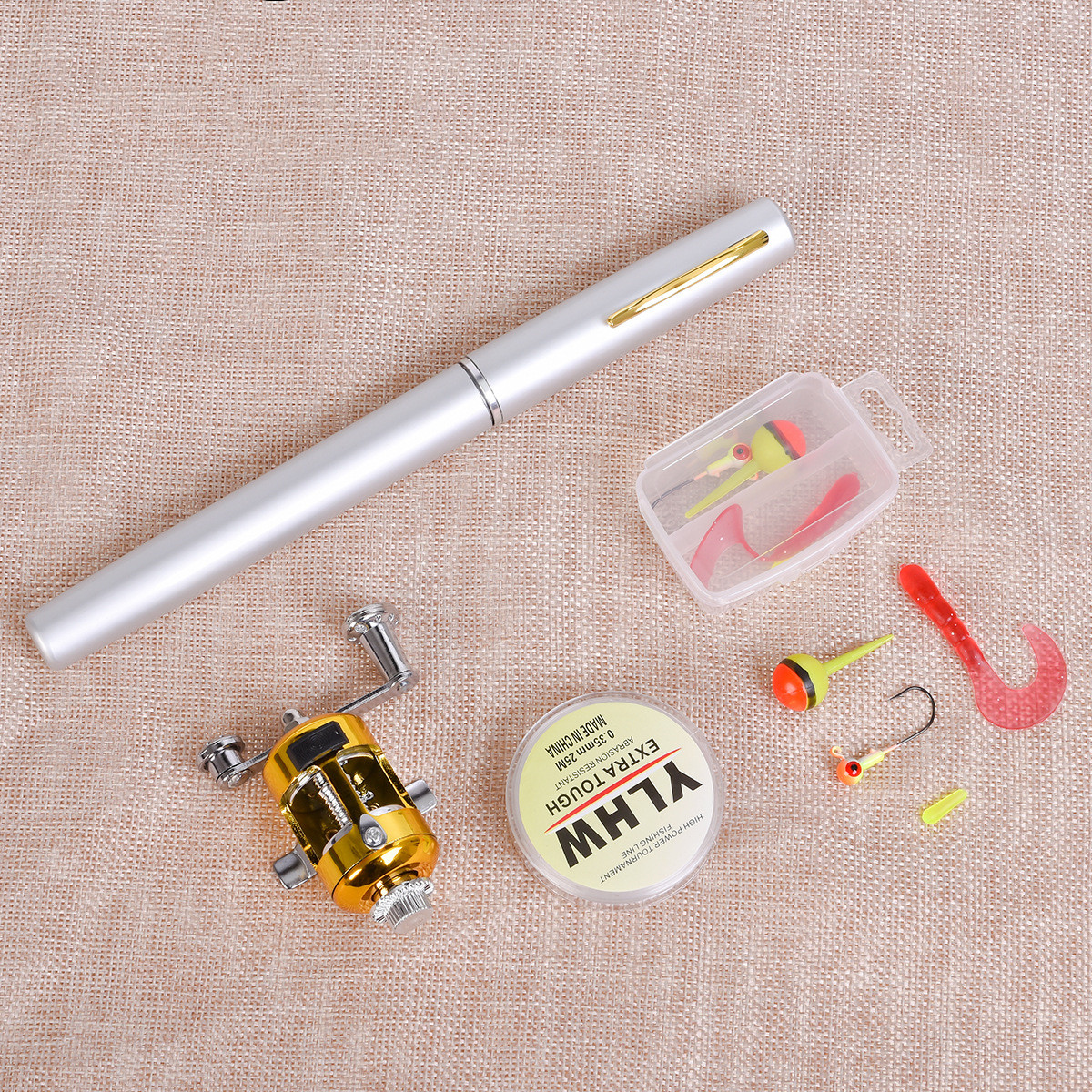 Portable Pen Type Fishing Rod Drum Set