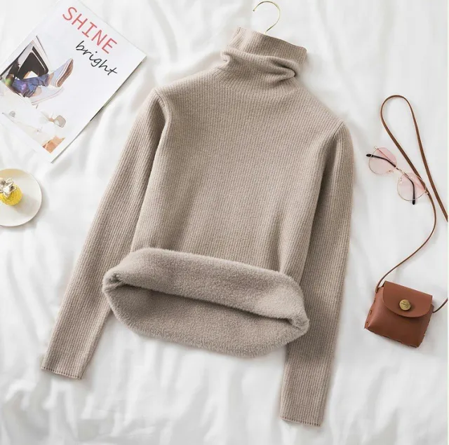 Women's Plush Thickened Bottomed Slim Knit Grey - Shop at LoveMi