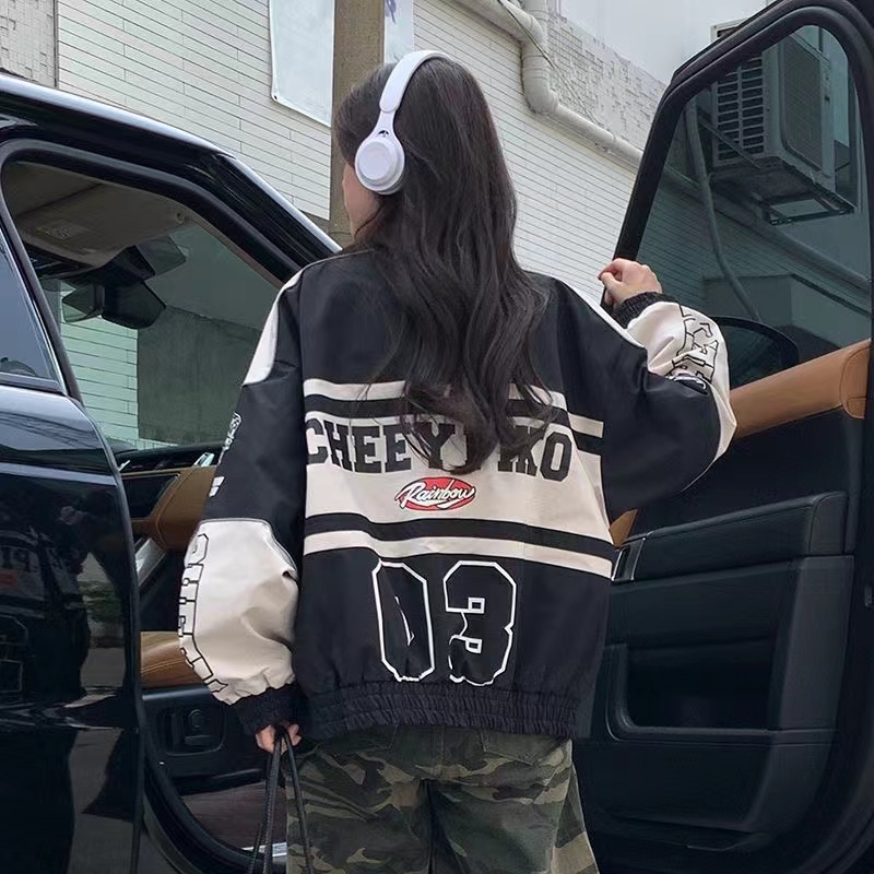 Retro Locomotive Baseball Uniform Loose Street Style Racing Trend