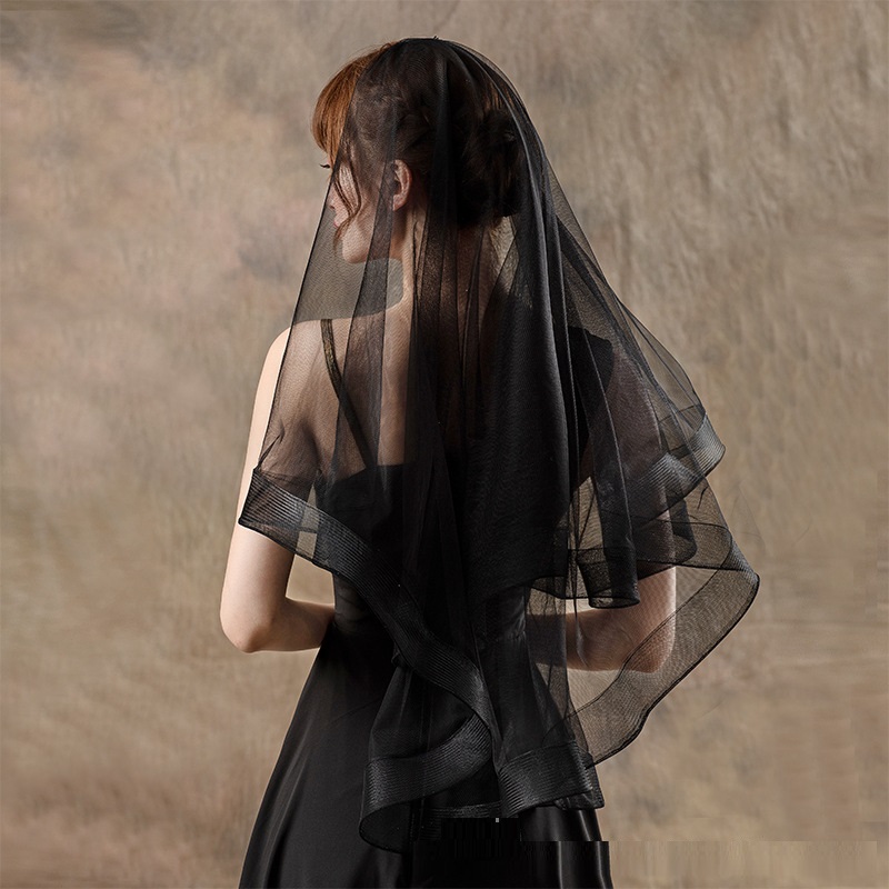 Party Modeling Photo Taking Headdress Veil Face Cover Plain Gauze