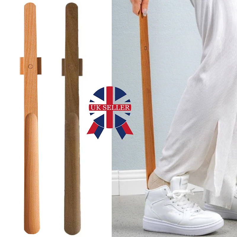 55cm Wooden Long Handle Magnetic Shoehorn For Easy Shoe Wearing — image 2