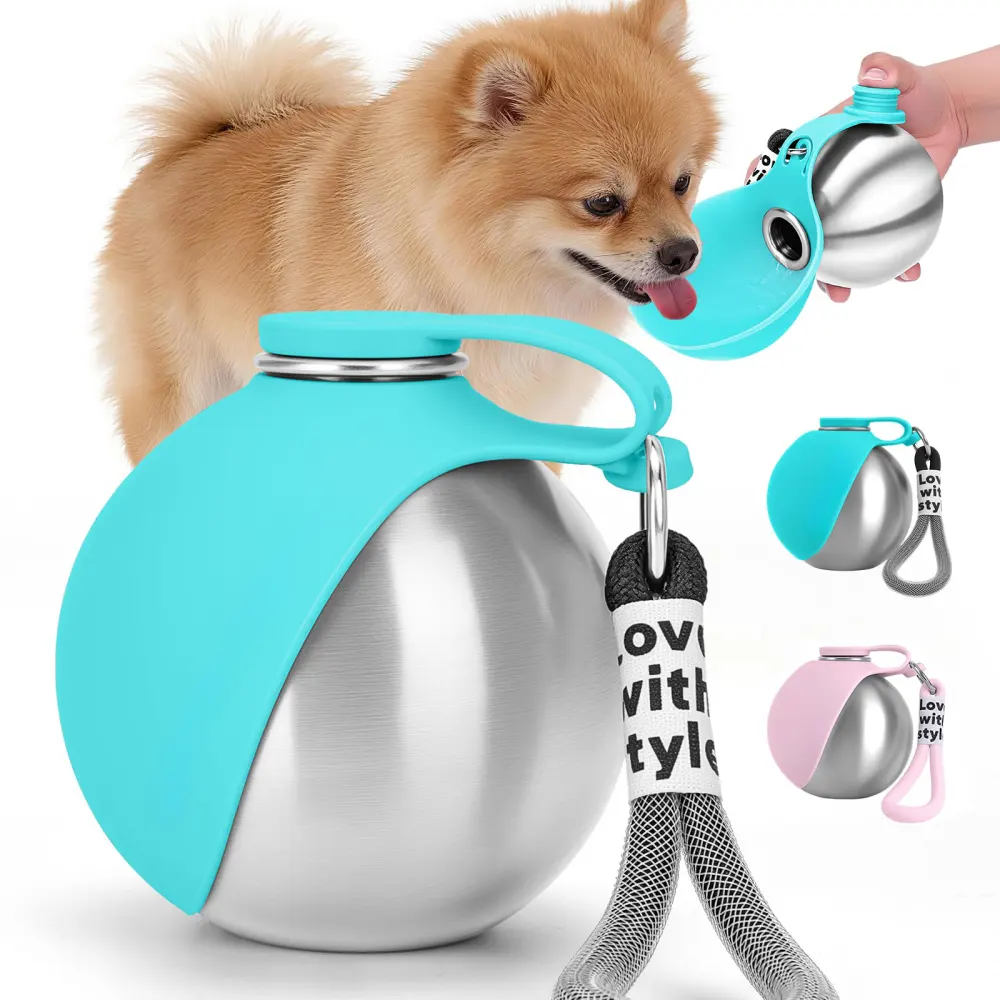 Portable Dog Water Bottle 10oz Stainless Steel Travel Dog