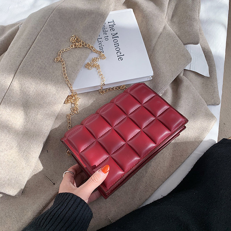 Chain Portable Small Bag Trendy Niche Design Shoulder Bag Female Bag Texture Messenger Bag Red - Shop at LoveMi