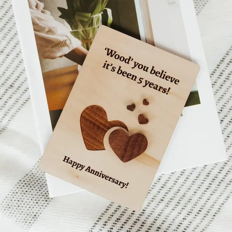 Invitation To Wooden Carving Wedding Anniversary Card - Coffee