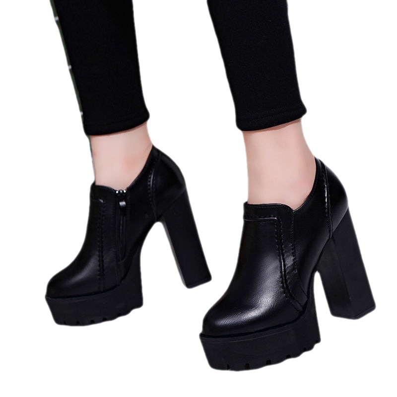 Women's Platform Waterproof Round Toe Super High Heels