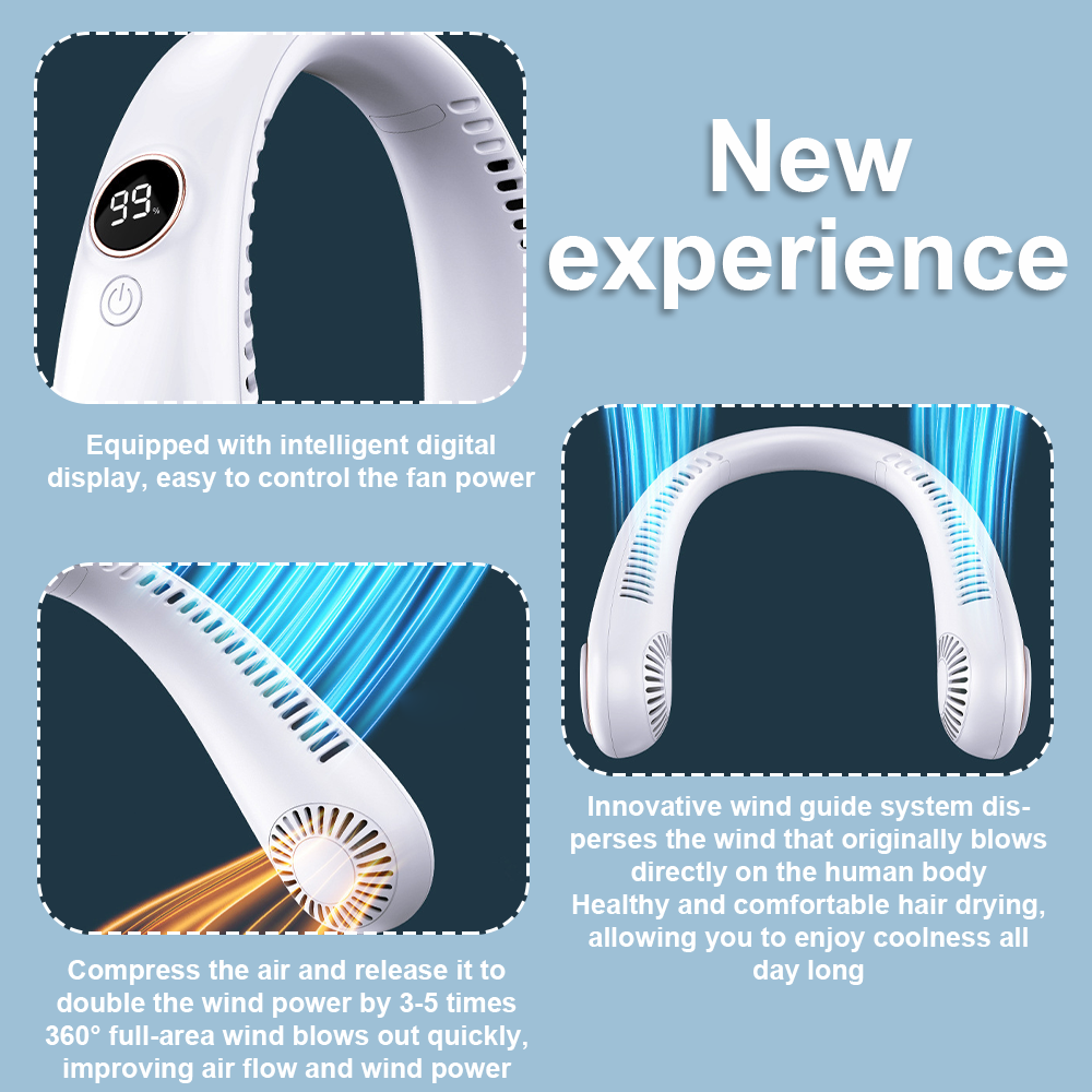 Neck Fan Bladeless Premium Air Conditioner Personal Cooling Fan Travel Portable  Green
