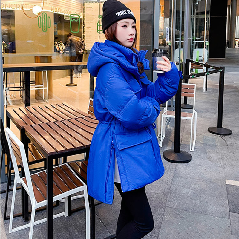 Women's Thick White Duck Waist Down Winter Popular Jacket Blue - Shop at LoveMi