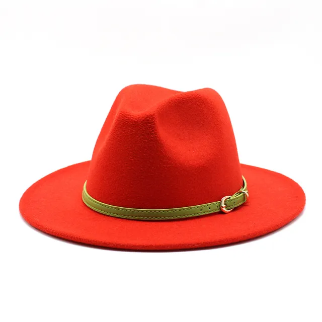Woolen Hat Big Brimmed Hat Jazz Hat Felt Hat Red - Shop at LoveMi