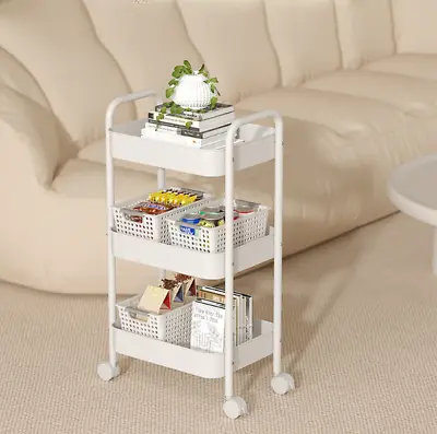 3 Tier Storage Trolley Cart On Wheels Kitchen Bathroom Laundry Narrow Space Rack