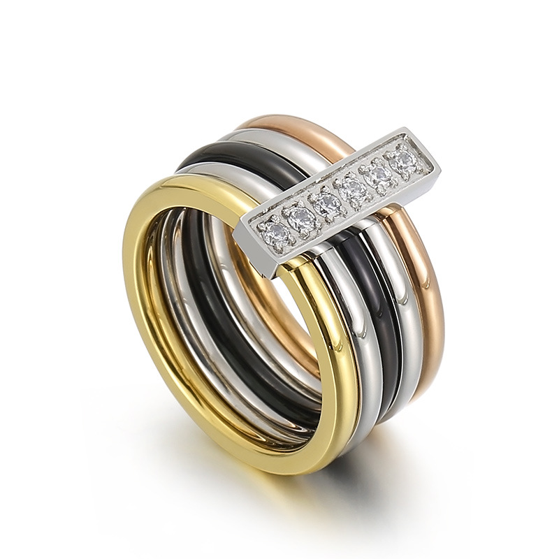 Title 7, Creatieve multi-ring meerkleurige diamanten rin...