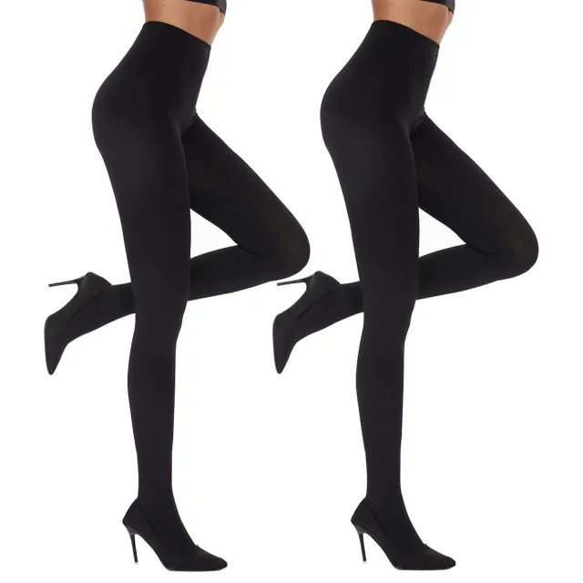 2 Pack Women's Fleece Lined Tights Winter Warm 100 Den Opaque High Wist Pantyhose Black - Shop at LoveMi