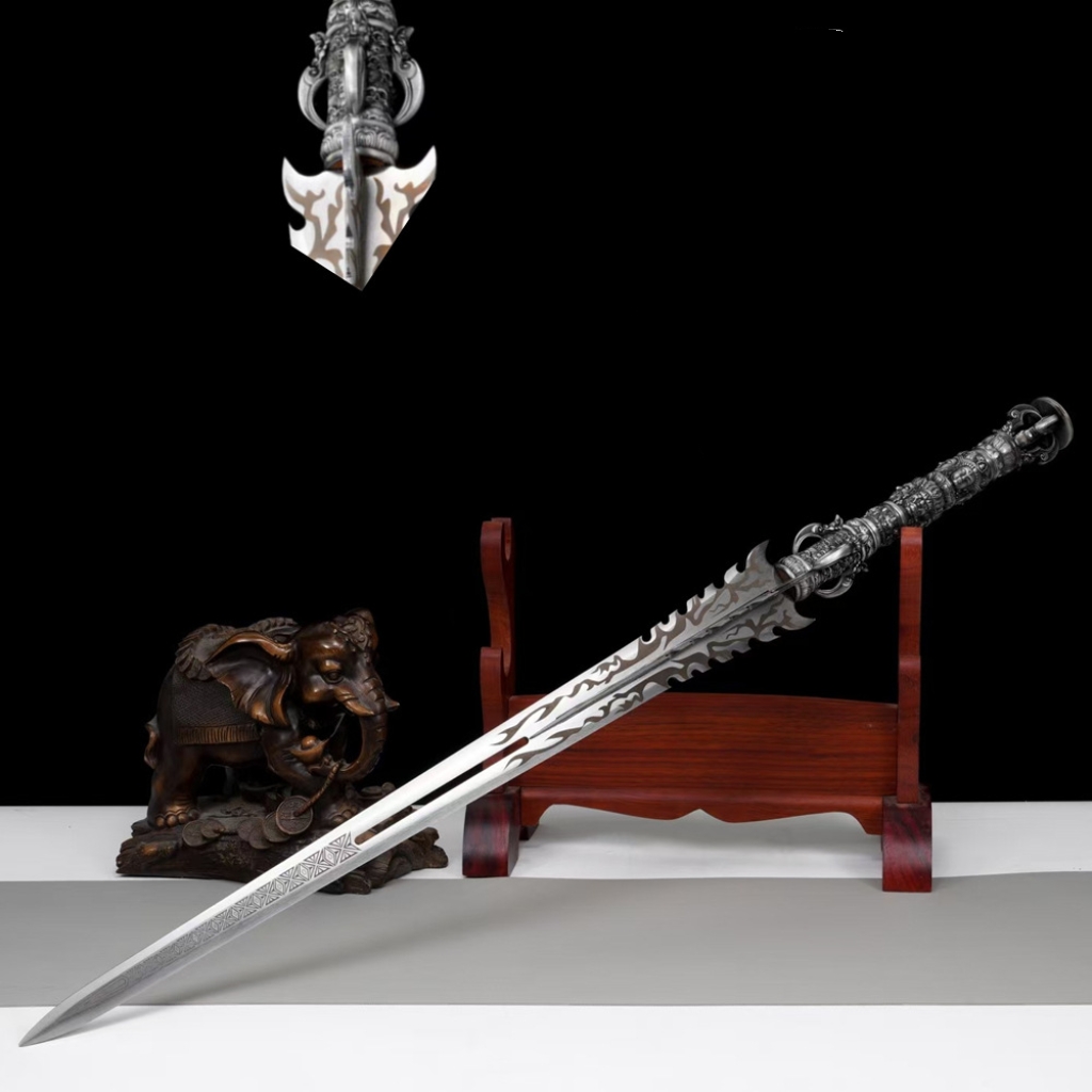 Long Style Han Jian, Demon Subduing Sword, High Manganese Steel Battle Sword Unsharpened Cold Weapon For Self-Defense,  Decoration