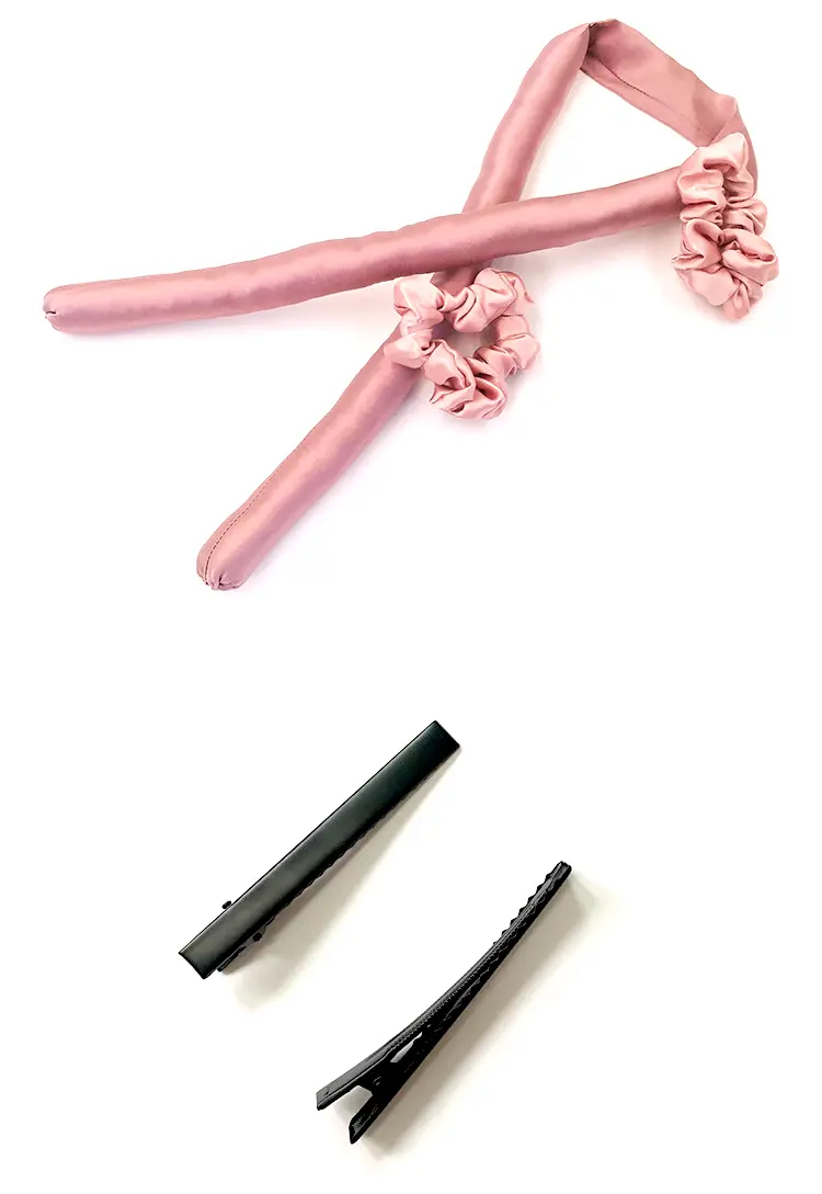Heatless Hair Curling Rod Set with Scrunchies and Clips for Waves and Curls