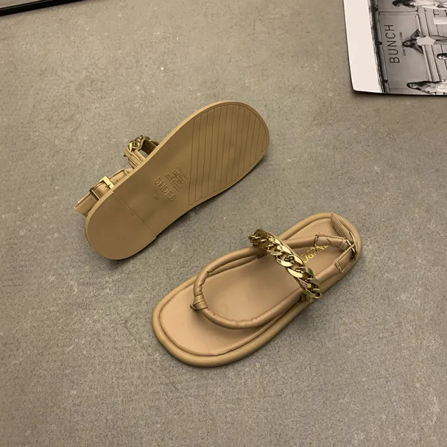 Women's Summer New Style Flat Flip Flops Sandals Khaki - Shop at LoveMi