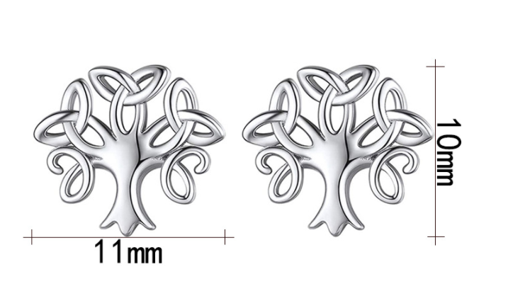 Title 1, S925 Silver Ear Nail Female Life Tree