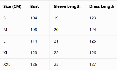 Supplier product details and size guide