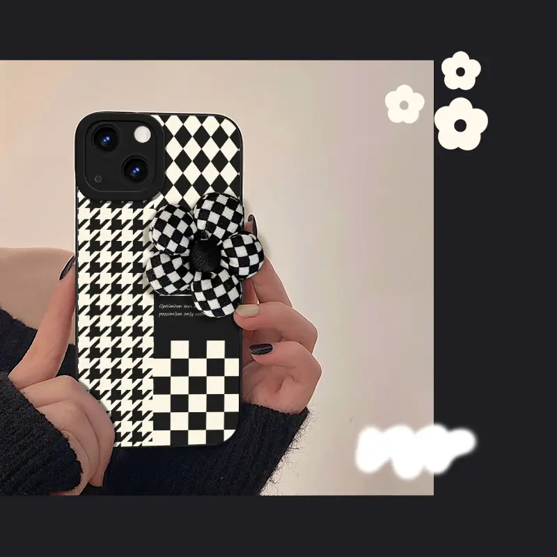 Black And White Grid Soft Silicone Phone Case