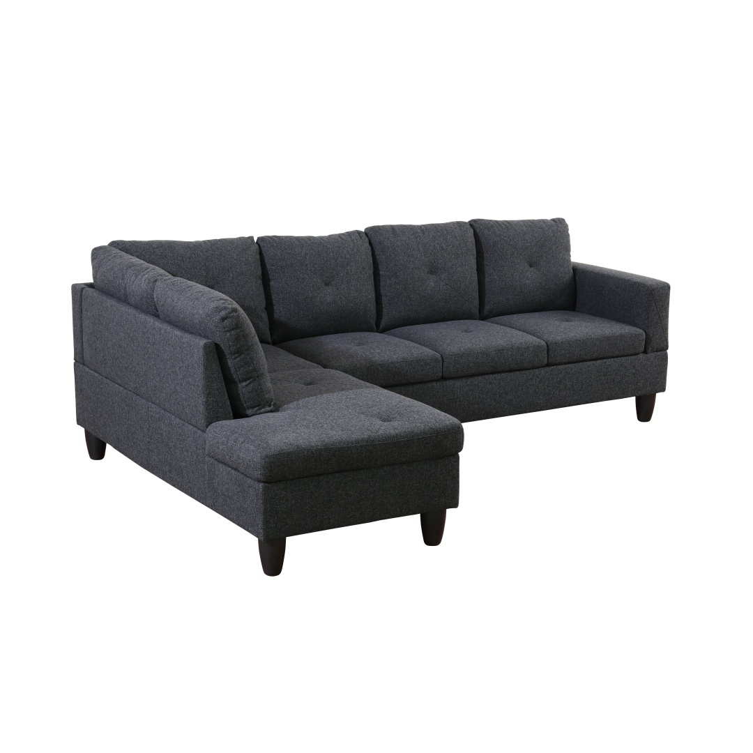 Pickup Only--Black Grey Linen Living Room Sofa Set