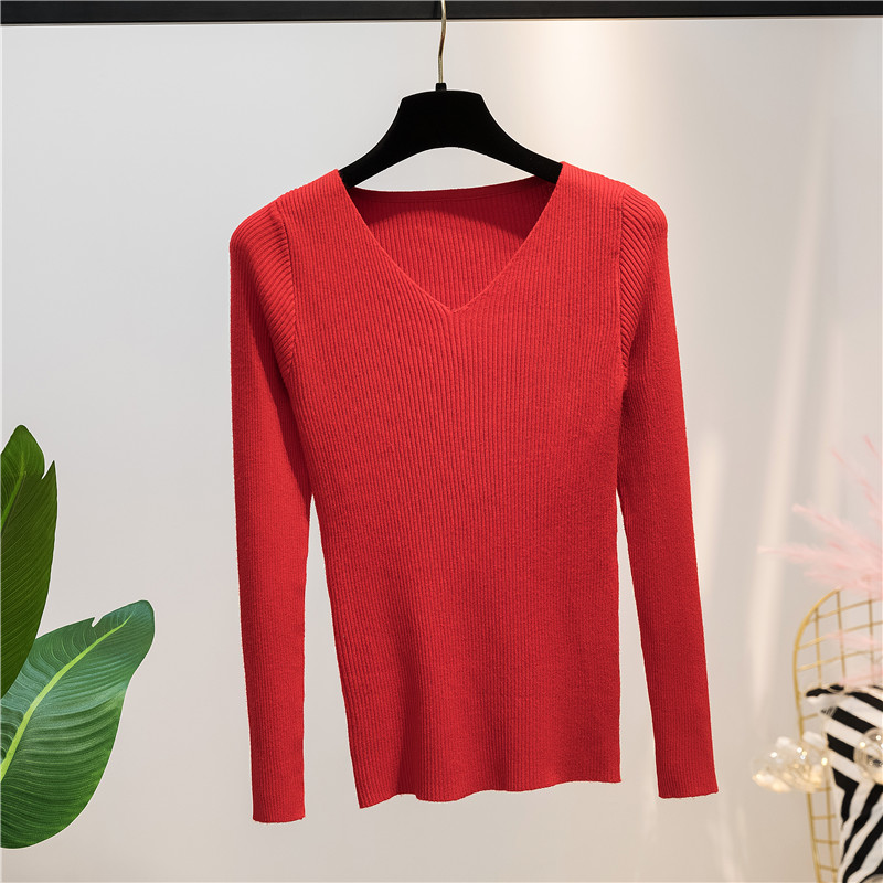 Title 14, Autumn and Winter V-neck Knitted Long-sleeved S...