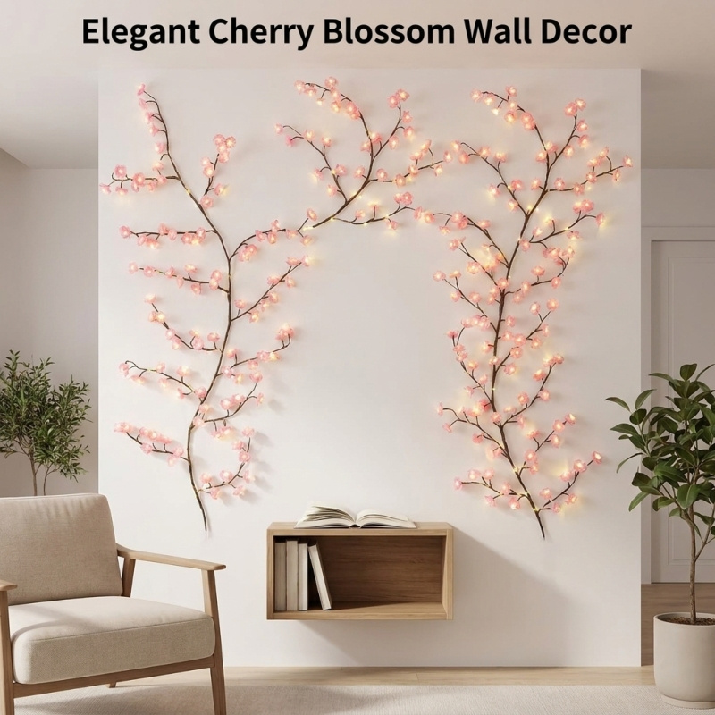 LED Tree Branch Lights For Wall, Cherry Blossom Lights Vine Lights With Remote And 8 Lighting Modes Cherry Blossom Garland Willow Vine For Bedroom Indoor Wall Christmas Decor — foto 6